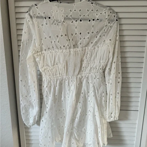 Zara White Embroidered Dress NWT - Picture 5 of 6